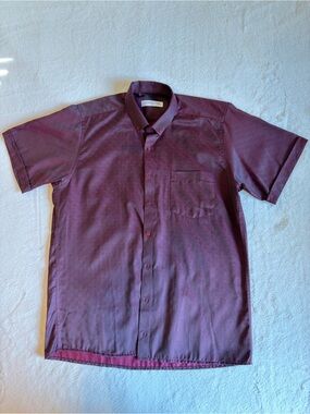 Camiseria Europea Men's Short-Sleeve Button-Up Shirt - Burgundy  ÍTEM 2609